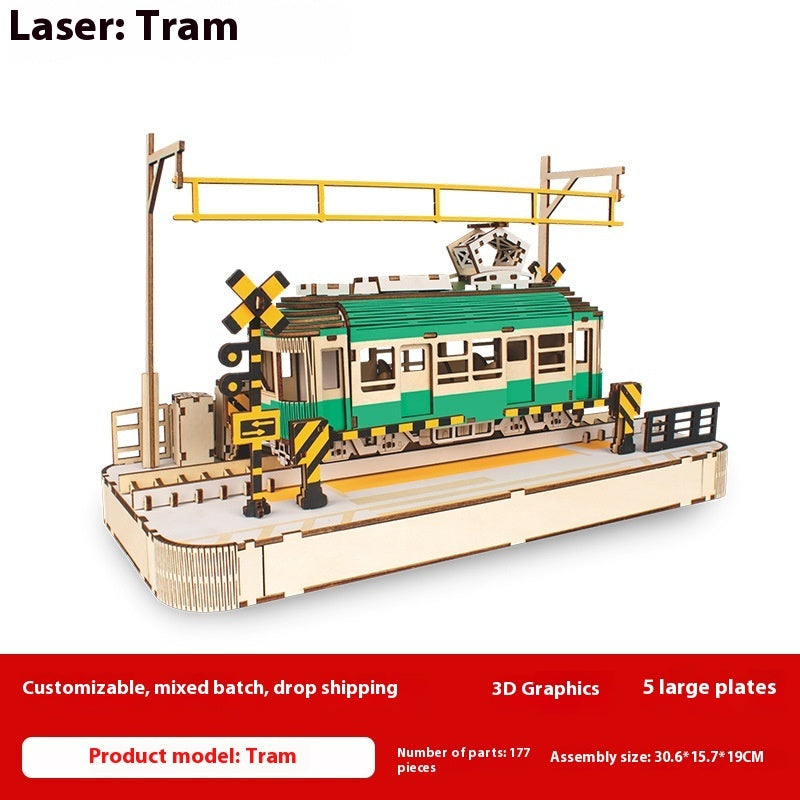 3D Wooden Mechanical Puzzle Kit – Train, Airship & Steam Model Building Set
