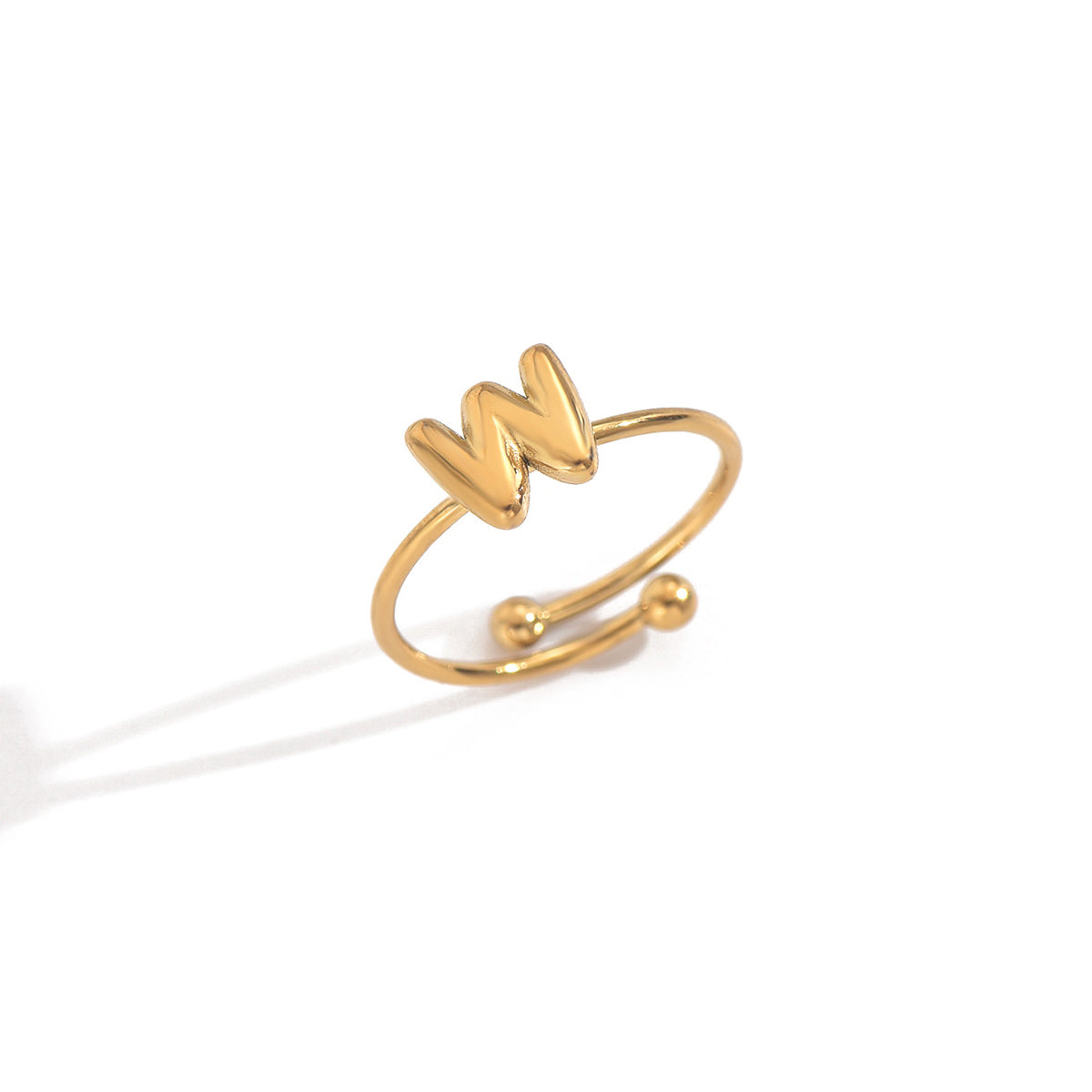 Lxalry 18K Gold Plated Stainless Steel Initial Ring