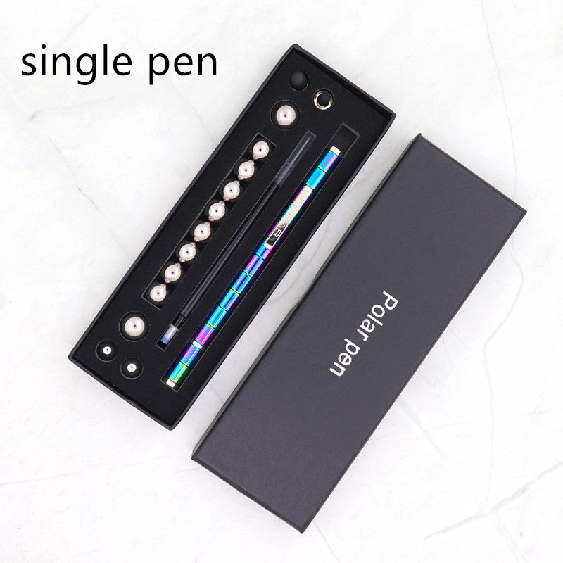 Magnetic Fidget Pen Gift Set – Refillable Ballpoint + Stylus, 13 Rings & 12 Steel Balls, Creative Desk Toy