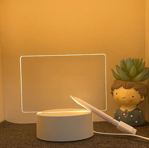 Luminous Acrylic Message Board Night Light – USB 3D Memo Lamp with Handwriting Pen