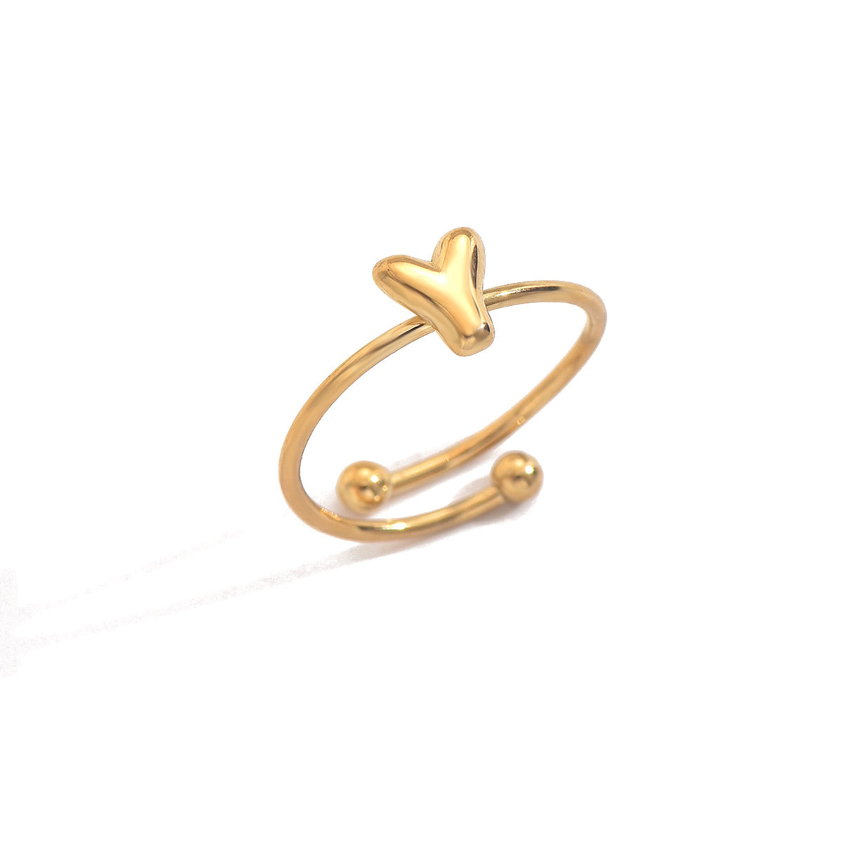 Lxalry 18K Gold Plated Stainless Steel Initial Ring