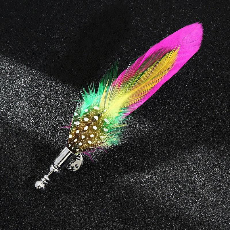 Peacock Feather Brooch – Colorful Unisex Lapel Pin