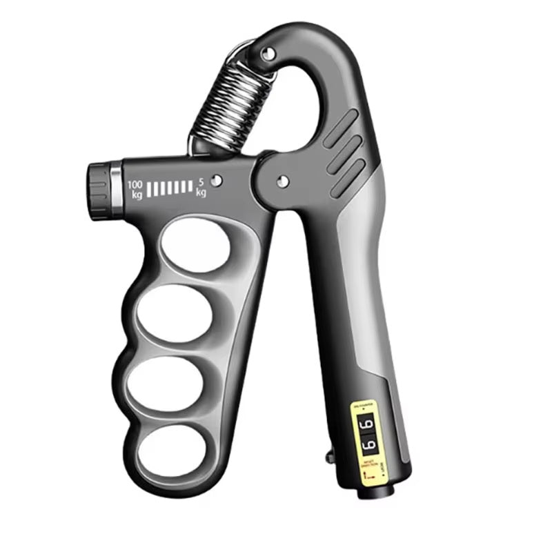 Grip strengthener with digital display on a white background