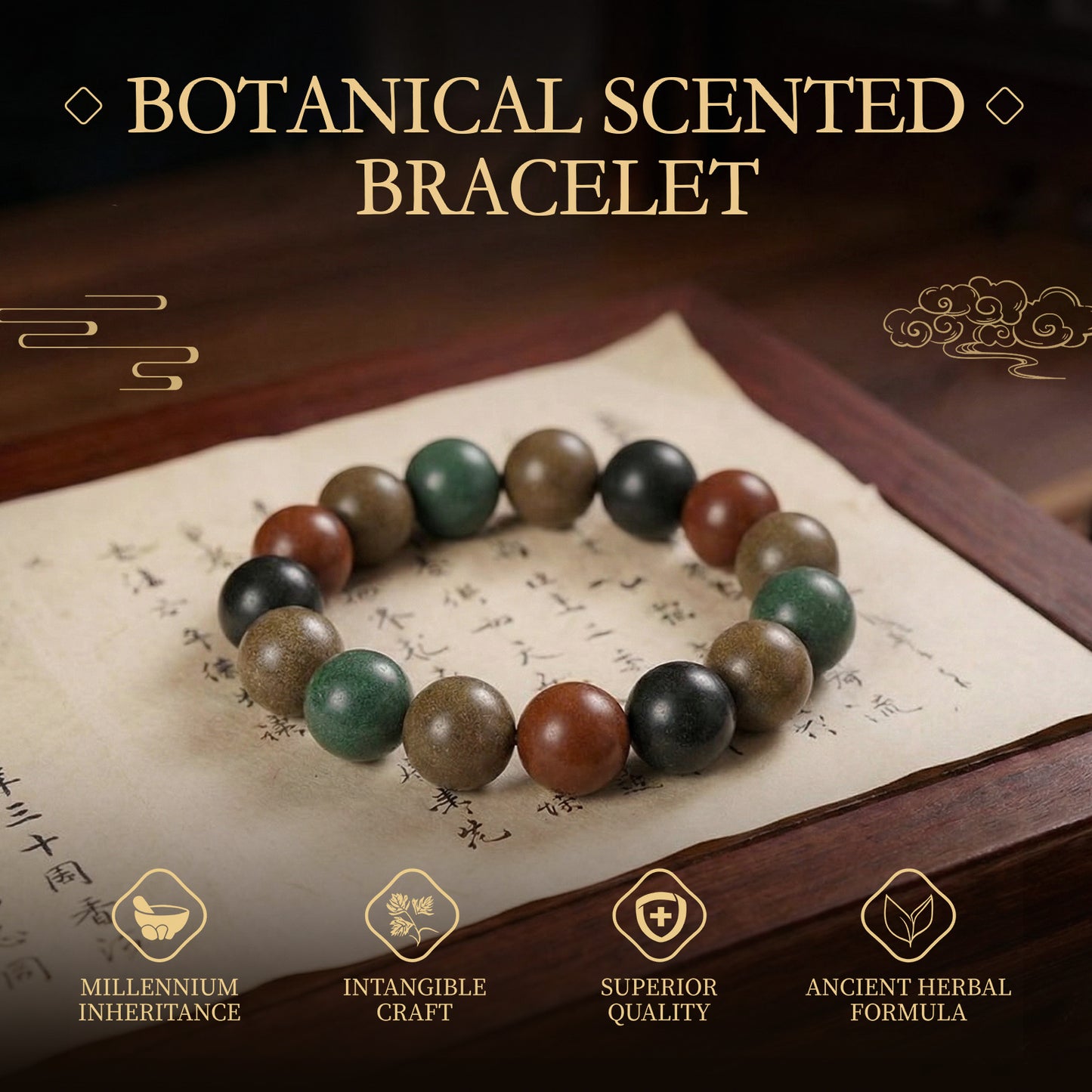 Botanical Scented Bracelet – Aromatic Wood Bead Jewelry with Earthy Natural Style
