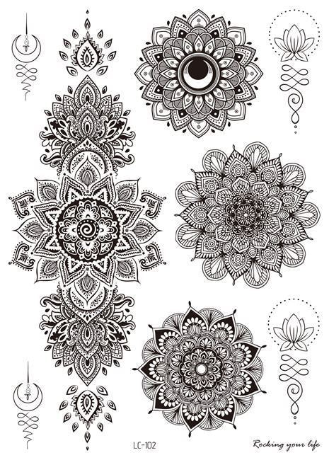 Set of black mandala designs on a white background