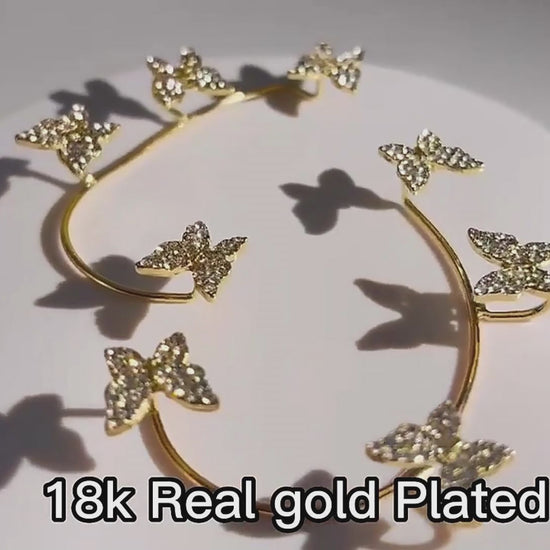 Shiny 18K gold and Silver cubic zirconia earrings video