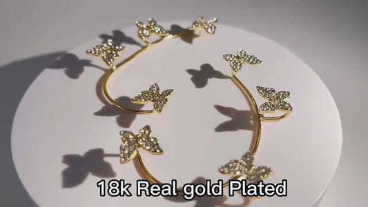 Shiny 18K gold and Silver cubic zirconia earrings video