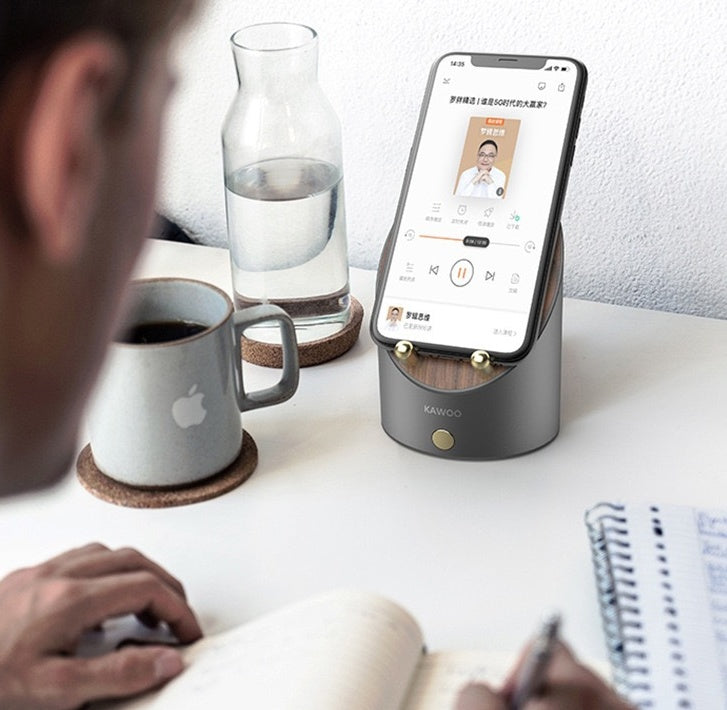 wireless speaker phone charger on desk